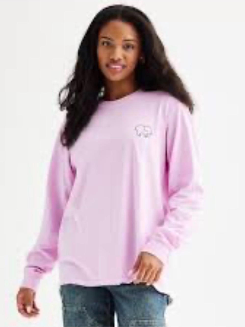 ivory ella lavender crew neck long sleeve tee